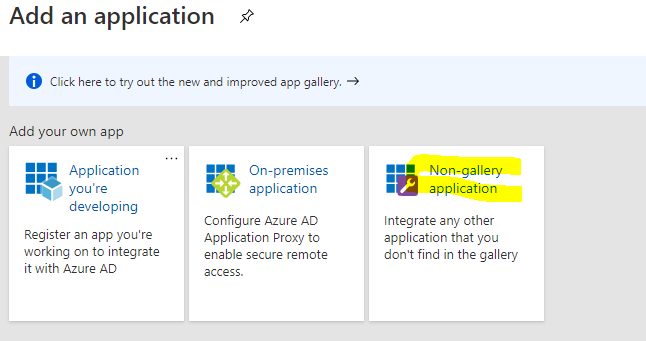 Non-Gallery Application selection