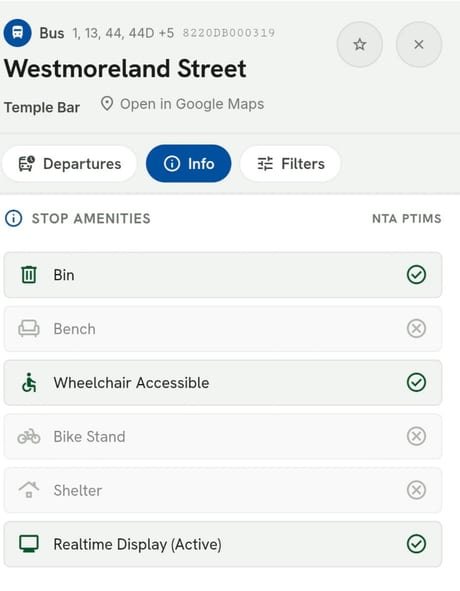 Westmoreland Street: the stop’s amenity audit